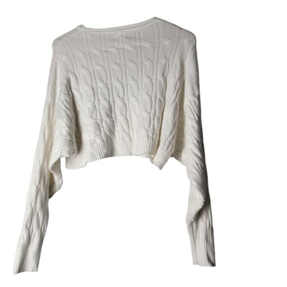 Dreamers by Debut White Cropped Sweater M/L Soft Stretchy Cozy Holiday Capsule - Picture 2 of 8